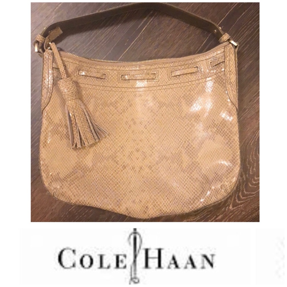 🎉SALE Cole Haan snake print purse tan like new